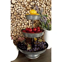 22" Gray Iron Farmhouse 3 Tier Tray Stand