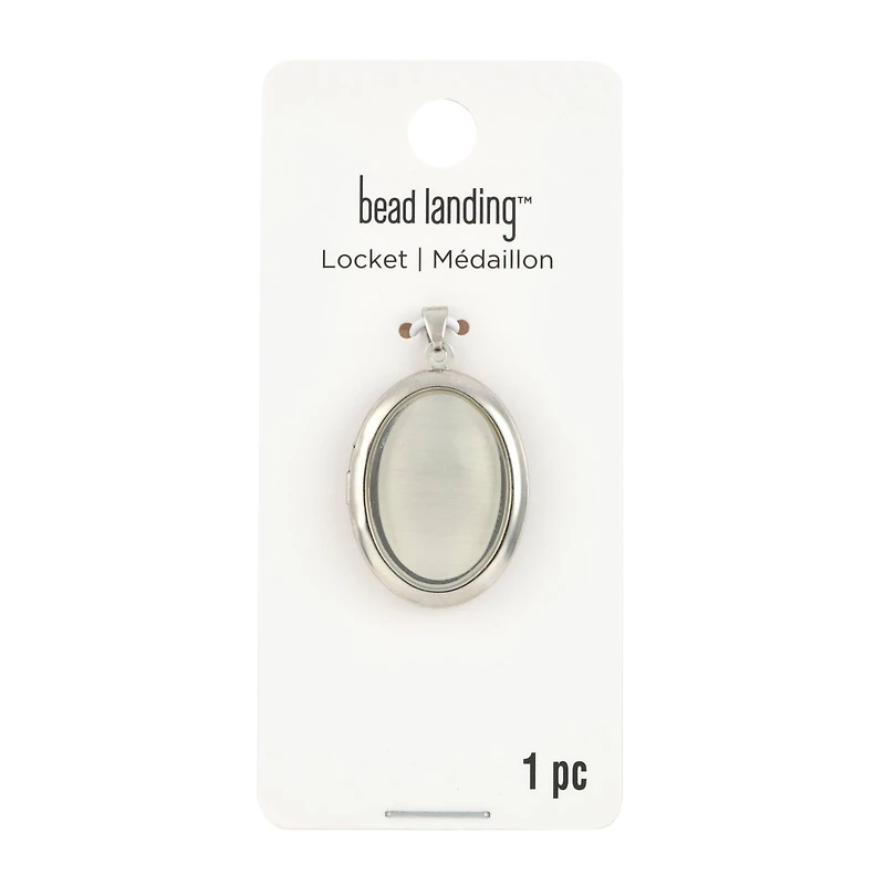 White & Rhodium Oval Locket by Bead Landing™