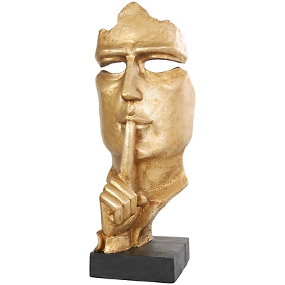 3ft. Gold Abstract Cutout Quiet Gesture Face Sculpture