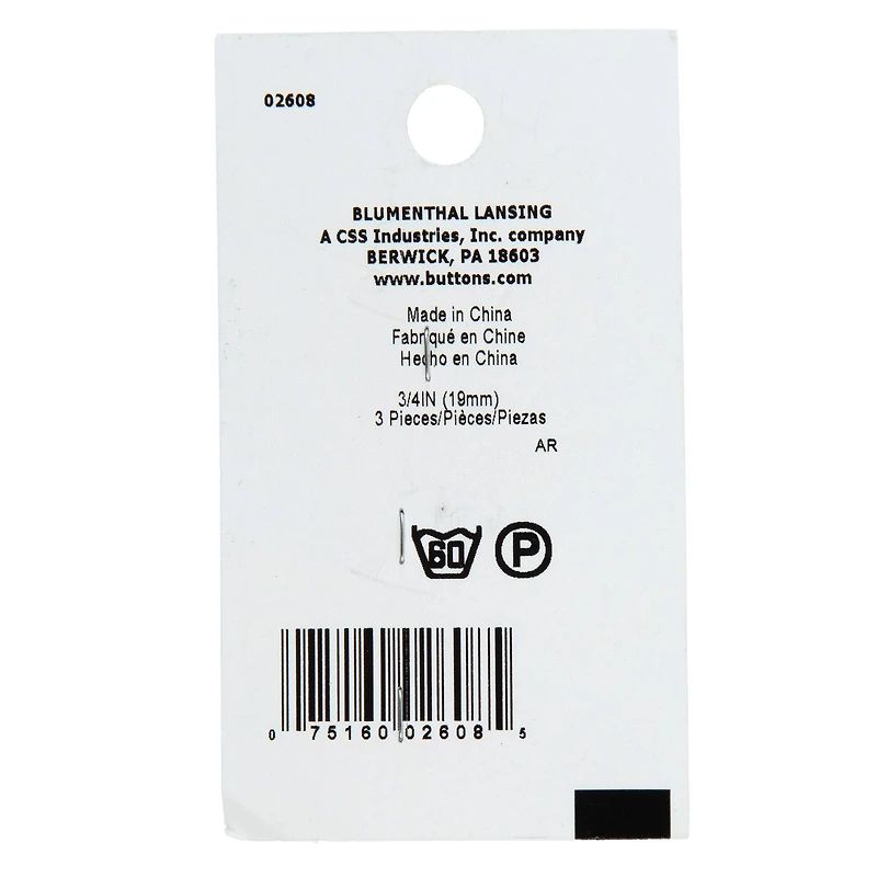 LaMode 3/4" Gold Flat Shank Buttons, 3ct.