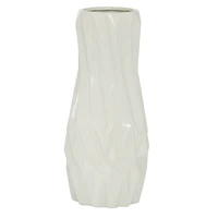 White Ceramic Modern Vase, 16" x 7" x 7"