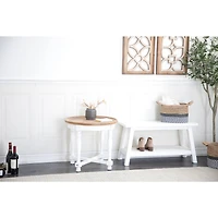 24" White Wood Farmhouse Accent Table
