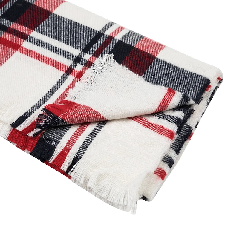 Glitzhome® 70" Red, White & Navy Scarf with Fringe