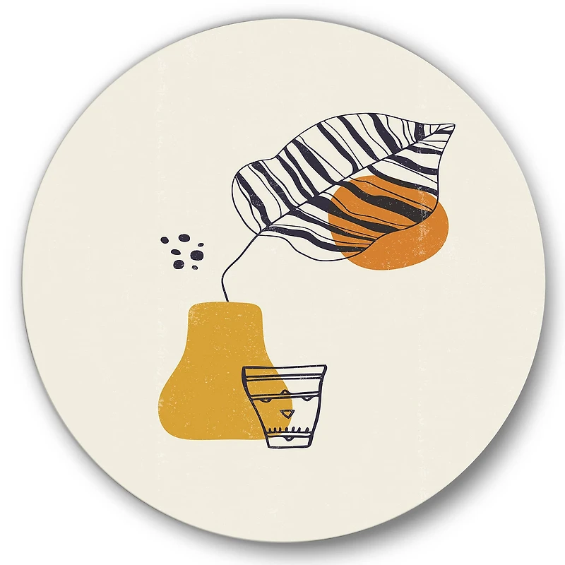 Designart - Botanical Minimalist Leaf With Abstract Shapes III