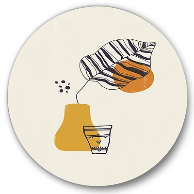 Designart - Botanical Minimalist Leaf With Abstract Shapes III