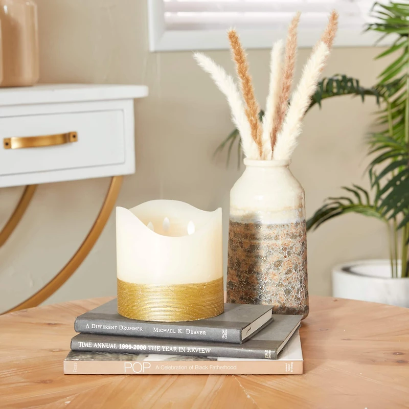 Cream & Gold Traditional Flameless Candle