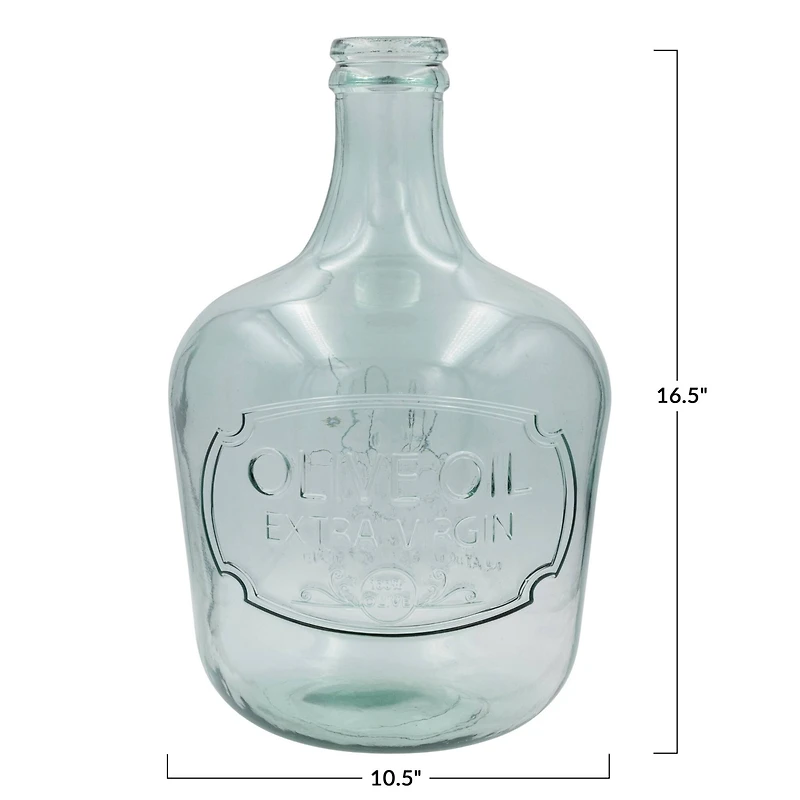 Hello Honey® 16.5" Clear Embossed Reclaimed Glass Olive Oil Bottle