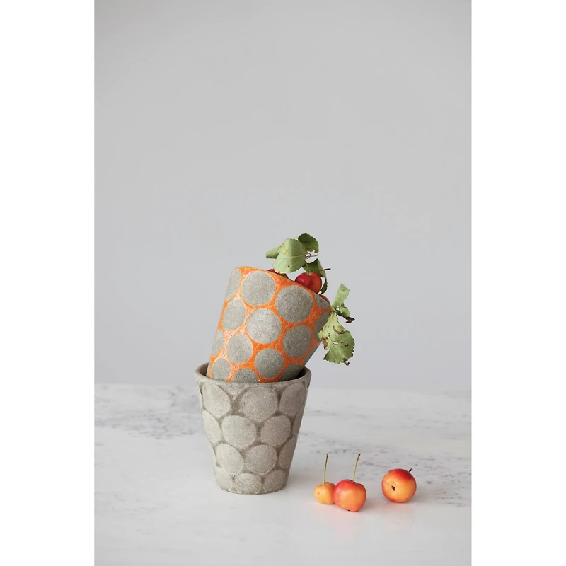 5'' Orange Terra-cotta Planter with Wax Relief Dots
