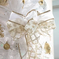 Glitzhome® 32" Elegant Snowflake Ribbon Christmas Bows, 9ct.