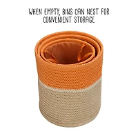 Honey Can Do Orange & Beige Paper Straw Nesting Baskets with Handles Set
