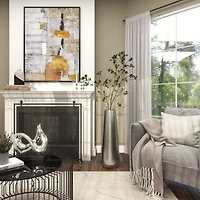 31" Silver Aluminum Tall Hammered Vase