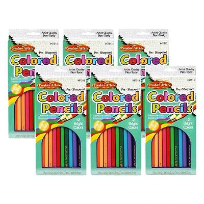 Charles Leonard Pre-Sharpened Colored Pencils, 6 Packs of 12