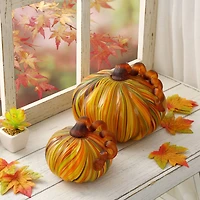Glitzhome® Multi Striped Glass Short Pumpkin Set
