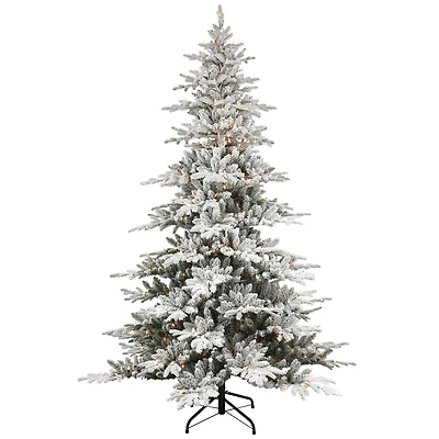 6.5ft. Pre-Lit Flocked Utah Fir Artificial Christmas Tree, Clear Lights