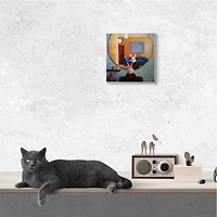 Stupell Industries Rabbit At Hair Salon Funny Blue Face Mask, 12" x 12"