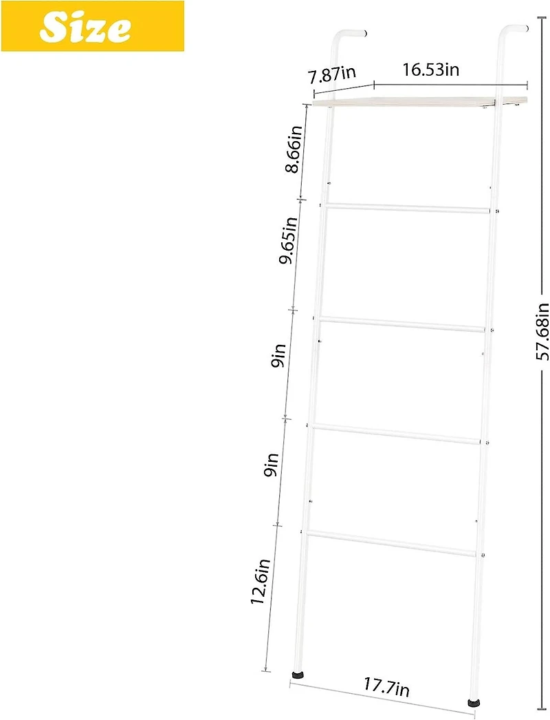 NEX™ 5-Tier White Ladder Towel & Blanket Holder Rack