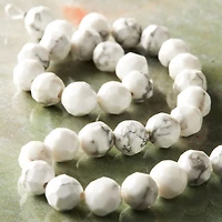 White Faceted Howlite Round Beads, 8mm by Bead Landing™