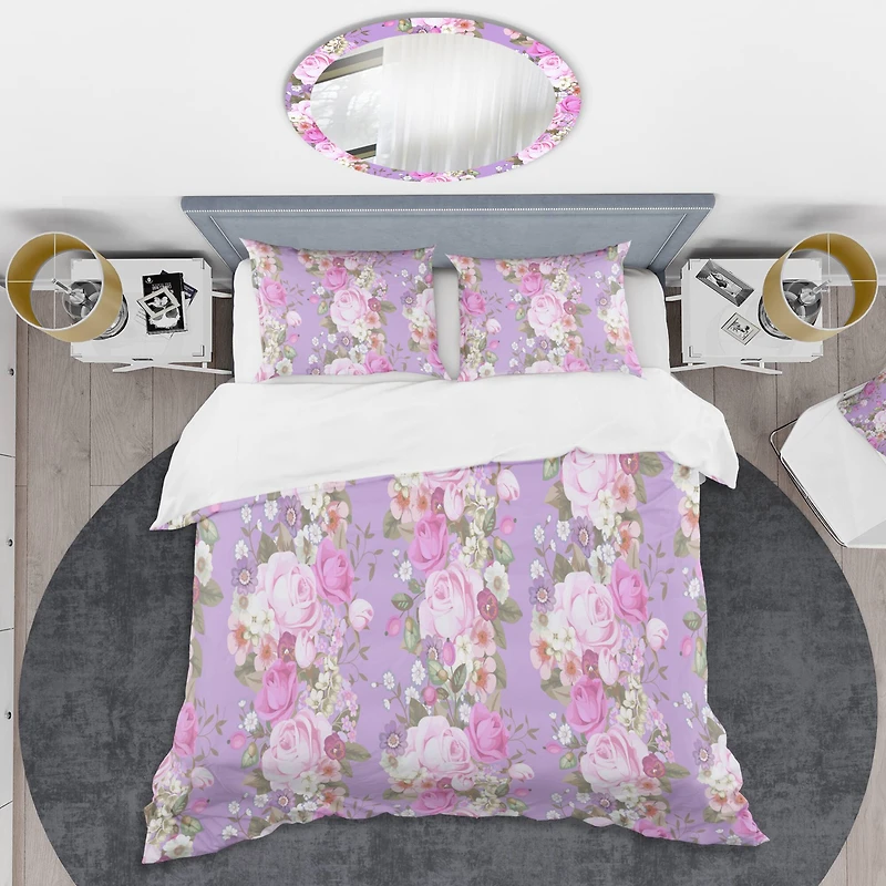 Designart 'pattern with country roses' Mid-Century Duvet Cover Set