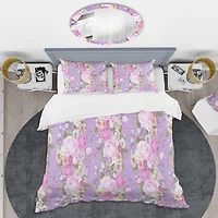 Designart 'pattern with country roses' Mid-Century Duvet Cover Set
