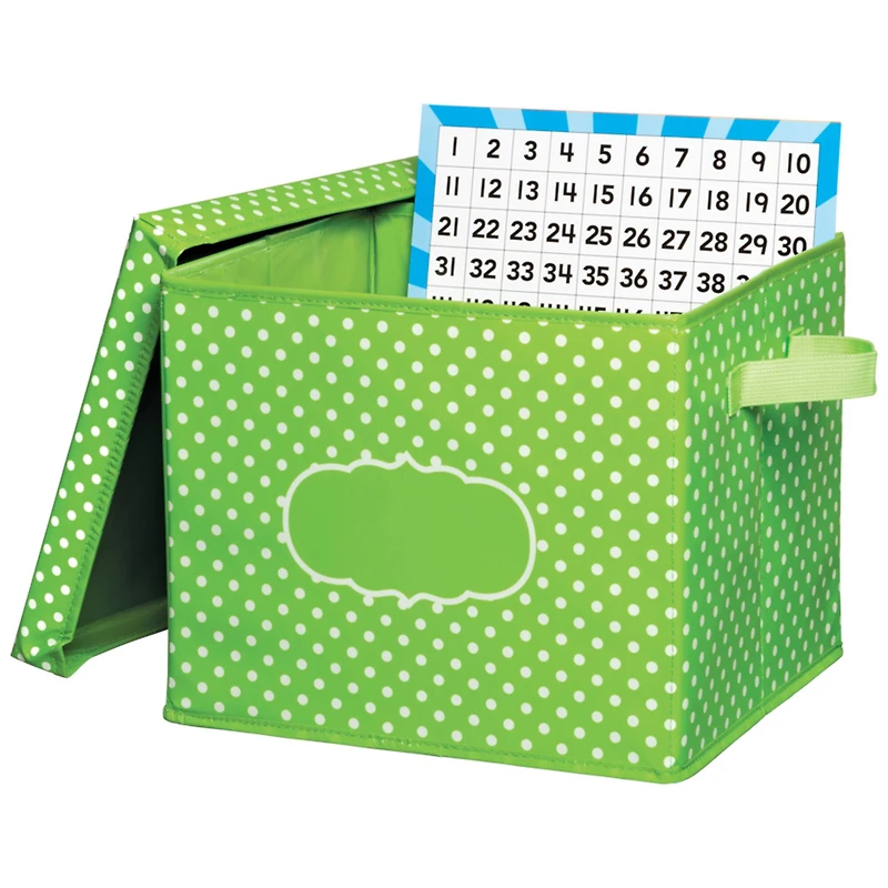 Teacher Created Resources Lime Polka Dots Storage Box