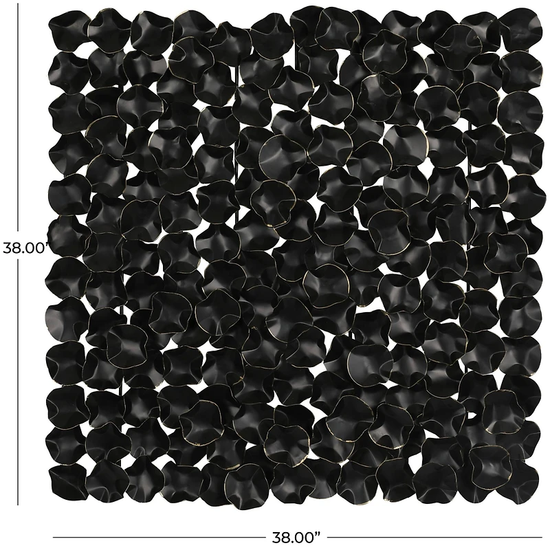 Black Metal Overlapping Folded Circle Abstract Wall Decor with Gold Accents