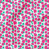 Fabric Editions White Spring Garden Berry Cotton Fabric