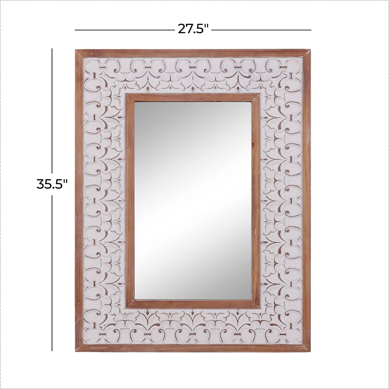 36" White Farmhouse Wood Wall Mirror