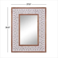 36" White Farmhouse Wood Wall Mirror