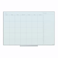 U Brands White 36" x 24" Frosted Frameless Non-Magnetic Glass Dry-Erase Monthly Calendar Board