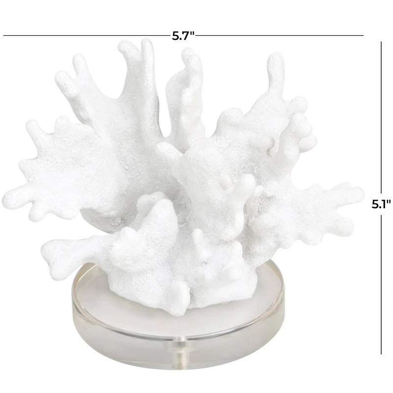 6" White Textured Coral Sculpture