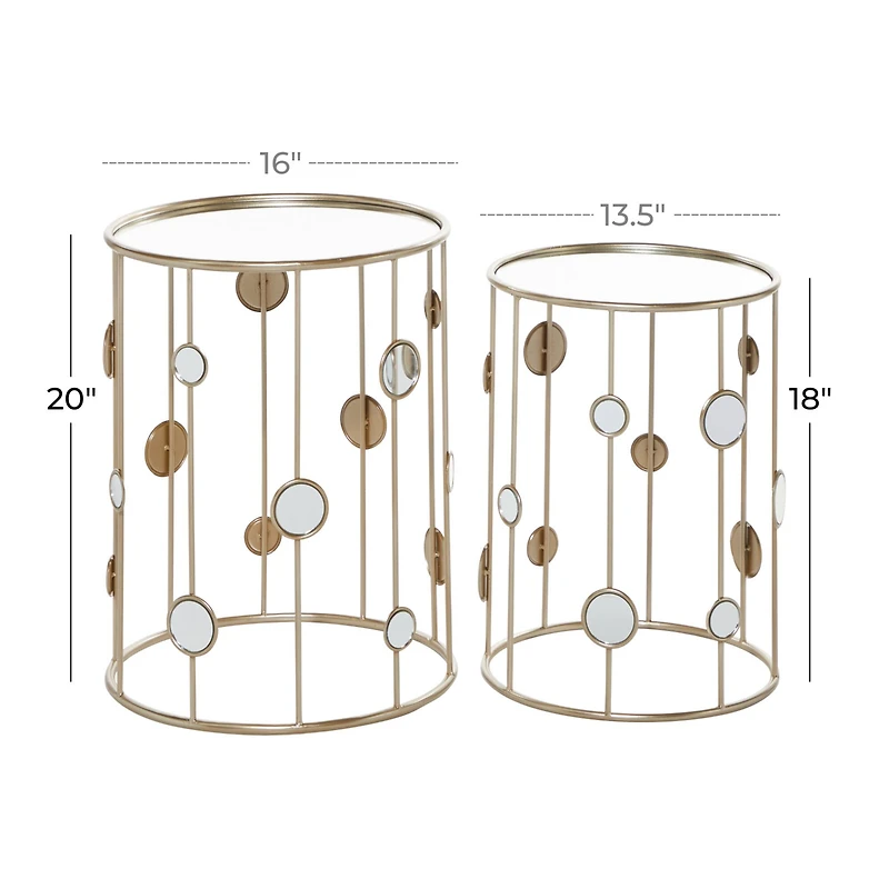 Glass & Gold Metal Contemporary Accent Table Set