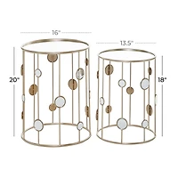 Glass & Gold Metal Contemporary Accent Table Set