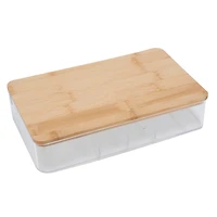 Simplify Bamboo Lid & Mirror Clear 5 Compartment Organizer