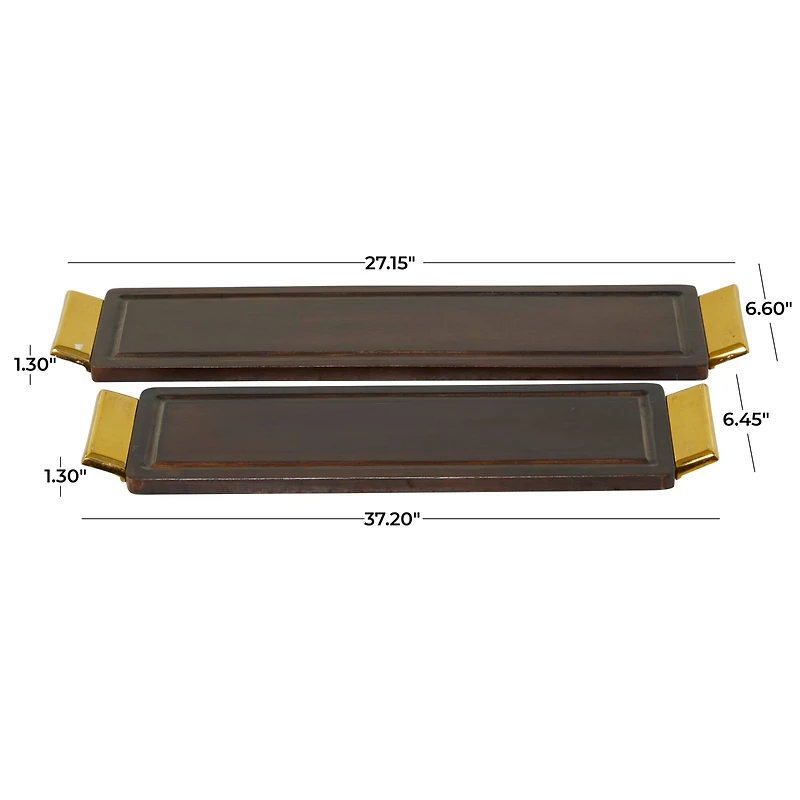 Brown Coastal Tray, Set of 2" 27", 23"