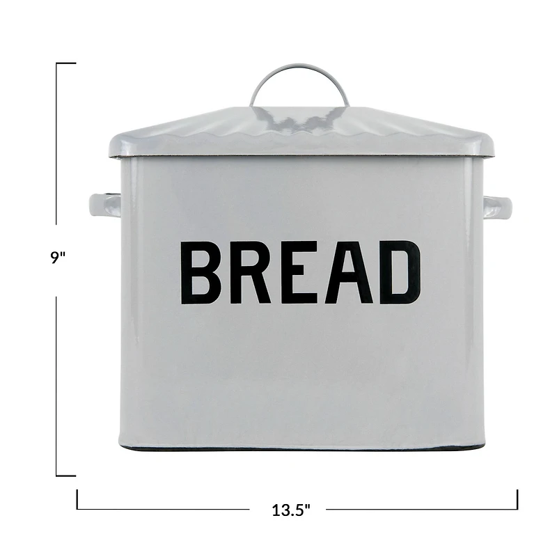 Hello Honey® Enameled Metal Distressed "BREAD" Box with Lid
