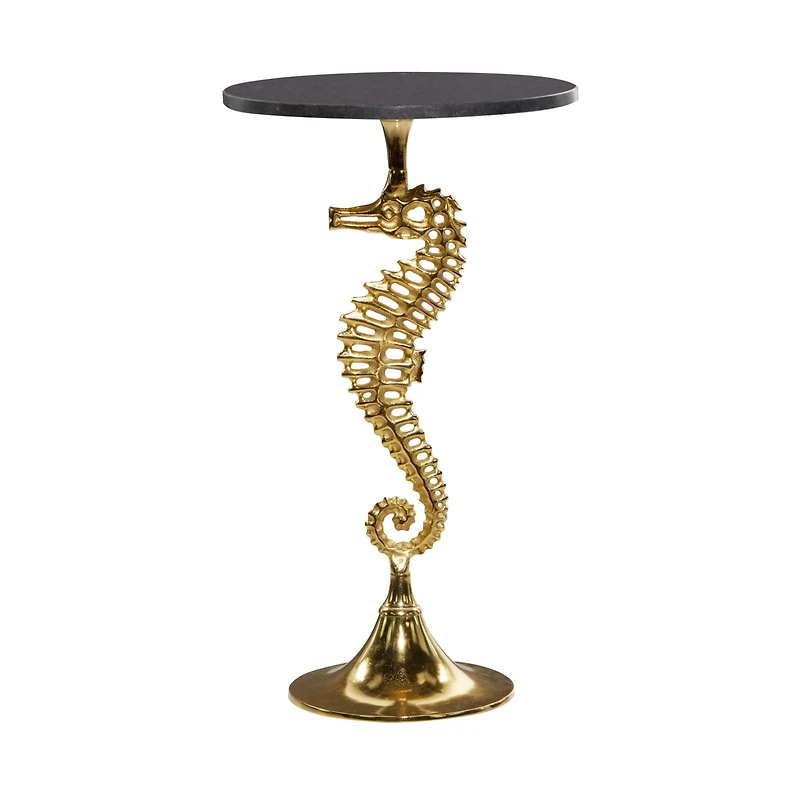 28" Gold Aluminum Coastal Accent Table