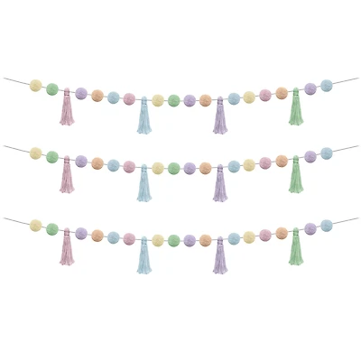 Teacher Created Resources® 60" Pastel Pop Pom-Poms and Tassels Garland, 3ct.