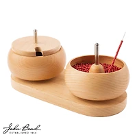 John Bead 3.6" x 3.6" Spin that Bead! Wooden Dual Bead Spinner with 2 Needles