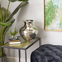 13" Silver Aluminum Contemporary Round Vase