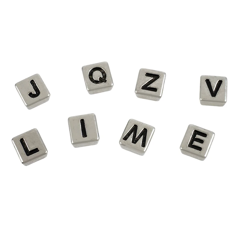 12 Pack: Rhodium Alphabet Plastic Craft Beads, 8mm by Bead Landing™