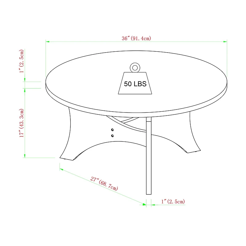 36" Faux White Marble & Graphite Mid Century 3-Leg Round Coffee Table