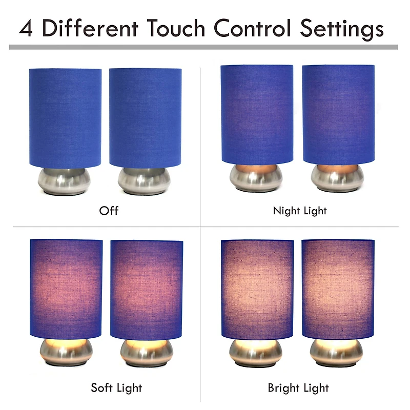 Simple Designs™ 2-Pack Mini Touch Lamps with Shades