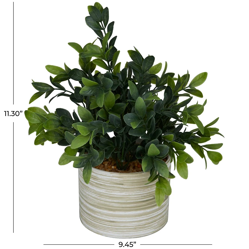 The Novogratz 11" Green Faux Foliage Eucalyptus Artificial Plant with Patterned Porcelain Pot