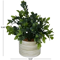 The Novogratz 11" Green Faux Foliage Eucalyptus Artificial Plant with Patterned Porcelain Pot