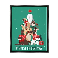 Stupell Industries Merry Christmas Happy Dog Gifts Framed Floater Canvas Wall Art