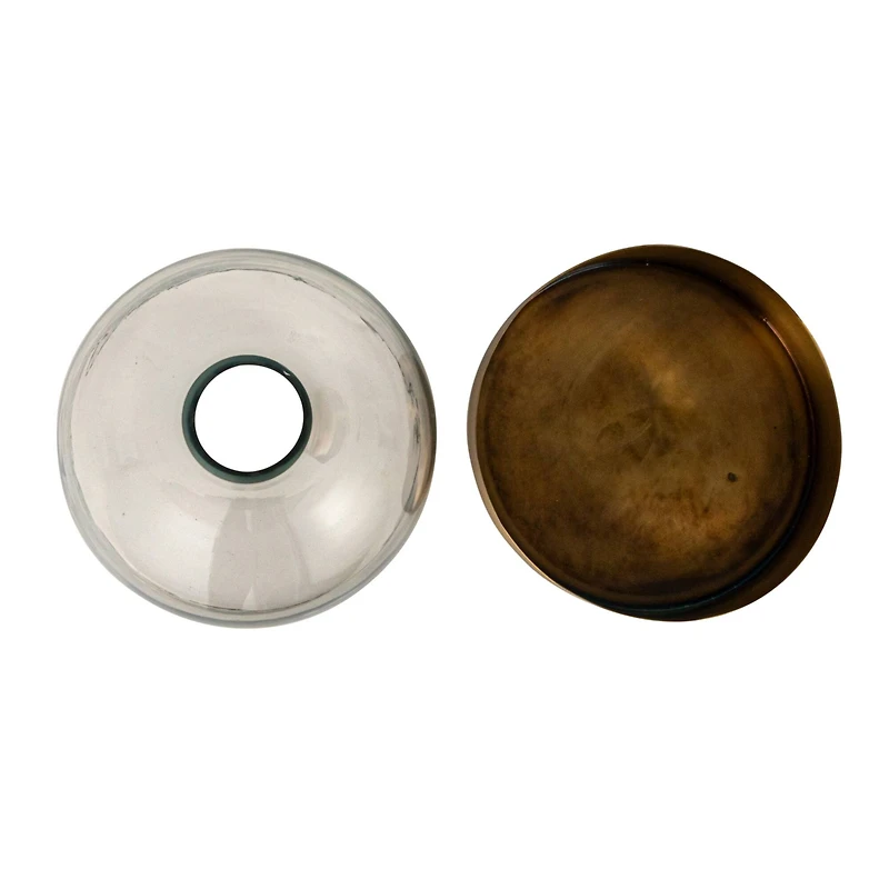 Hello Honey® 10" Clear & Antique Sophisticated Glass Cloche with Metal Tray