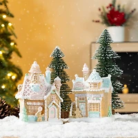 Glitzhome® 7" Christmas Macaron Resin Village Table Decor Set