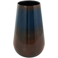 12" Blue Metal Ombre Vase with Brown Accents