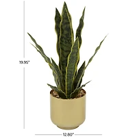 The Novogratz 20" Green Snake Faux Foliage Artificial Plant with Gold Porcelain Pot