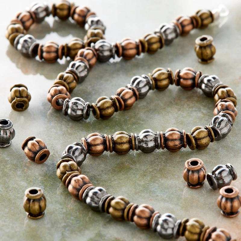 12 Pack:  Metal Carved Lantern Beads, 5mm by Bead Landing™
